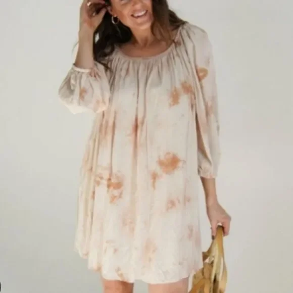 princess polly baby blue dress Women's Midi Dress Boho Dress Linen Blend Shift Dress Casual Dress Fashion  Modern Daily Beach Weekend Regular Fit Tie Dye Short Sleeve V Neck Blue  Summer 2026